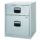 Grey Bisley 2 Drawer A4 Mobile Home Filer with black handles and lockable top drawer.