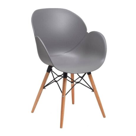 AQUILO Tub chair with a grey plastic shell and timber legs, suitable for breakout and reception areas.