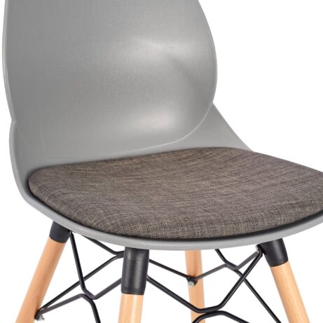 AQUILO grey café chair with upholstered seat pad, wooden legs, and compact design for breakout and meeting spaces.