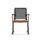 Avior Mesh chair featuring a black mesh back, orange upholstered seat, and wheeled frame for easy mobility.