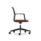 Avior Mesh chair with mesh back, orange upholstered seat, and five-star wheeled base for mobility.