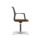 Avior Mesh chair with orange upholstered seat, black mesh back, and chrome swivel base. Ideal for meetings and visitors.