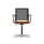 Avior Mesh executive chair with an orange upholstered seat and black mesh back on a chrome swivel base.