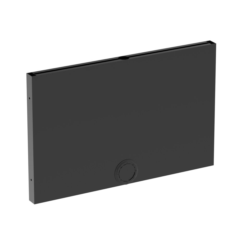 Evolve/Impulse B2B Middle Leg Cable Infill in black, designed to conceal cables between back-to-back desk legs.