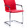 Echo Medium Back Leather Cantilever Visitor Chair with Arms in red, featuring a chrome frame and sleek design.