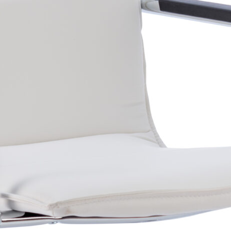 Echo Medium Back Leather Cantilever Visitor Chair with Arms in white leather, featuring a chrome cantilever frame for support.