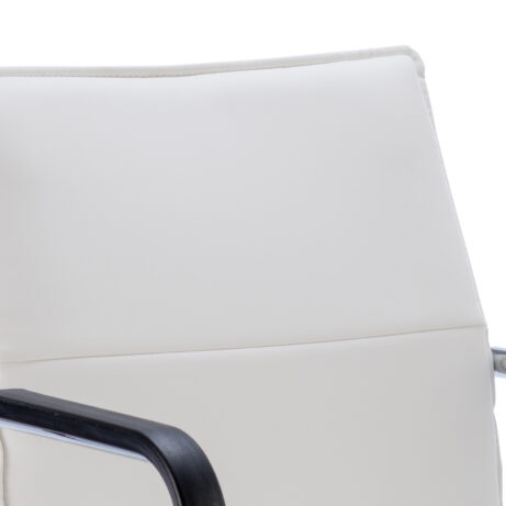 Echo Medium Back Leather Cantilever Visitor Chair in white leather with chrome frame and arms, ideal for reception spaces.