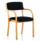 Madrid Wooden Frame Visitor Chair with arms, featuring a black fabric seat and backrest with a natural wood frame.