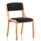 Madrid Wooden Frame Visitor Chair, black fabric upholstery, light wood frame, no arms.