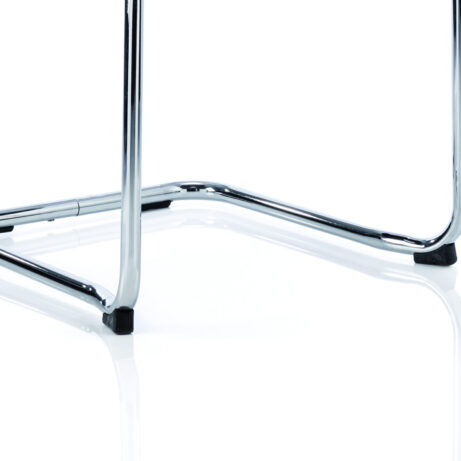 Chrome cantilever frame of the Echo Medium Back Leather Visitor Chair, featuring a sleek and stable support design.