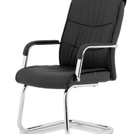 Carter Medium Back Black Leather Cantilever Visitor Office Chair with Arms