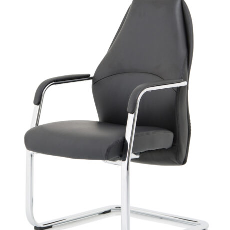Mien High Back Leather Cantilever Visitor Office Chair with chrome frame, designed for premium comfort in meetings and receptions.