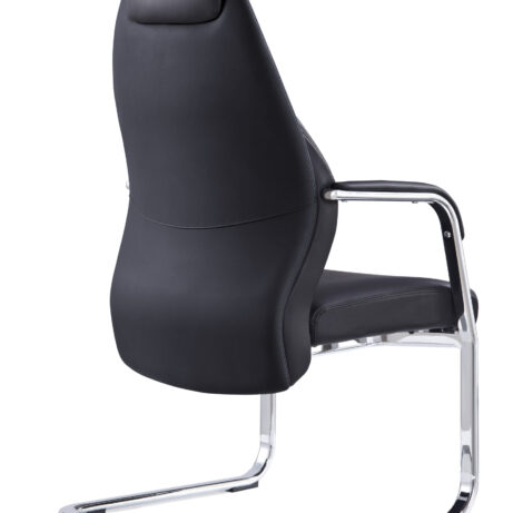 Mien High Back Leather Cantilever Visitor Office Chair with chrome frame, designed for comfort in meeting and reception areas.