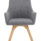 Carmen grey fabric visitor chair with wooden legs, featuring a modern design and comfortable seat.