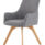 Carmen grey fabric visitor chair with wooden legs, modern design suitable for lounges and meeting spaces.