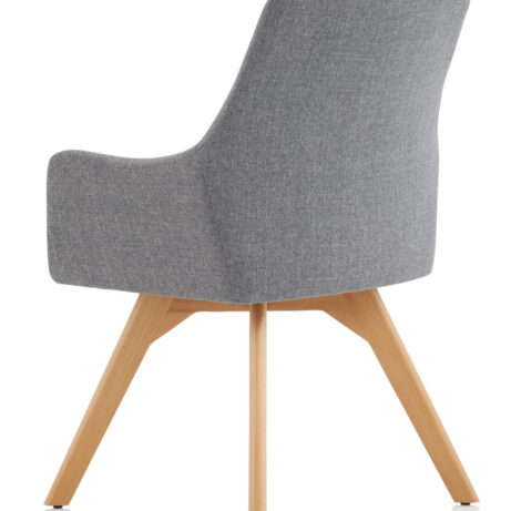 Carmen grey fabric visitor chair with wooden legs, designed for meetings and reception areas.