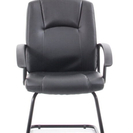 Bella Medium Back Black Bonded Leather Black Frame Cantilever Visitor Chair