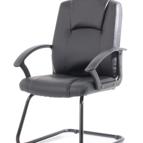Bella Medium Back Black Bonded Leather Black Frame Cantilever Visitor Chair