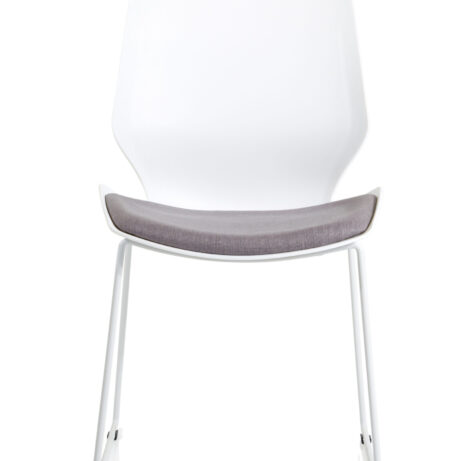 Compact Florence Sled white-frame visitor chair with fabric seat, ideal for reception areas and brief meetings.