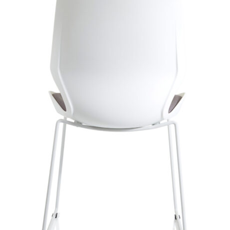 Florence Sled White Frame Fabric Seat Visitor Chair with a white sled frame and fabric seat, compact design for guest seating.