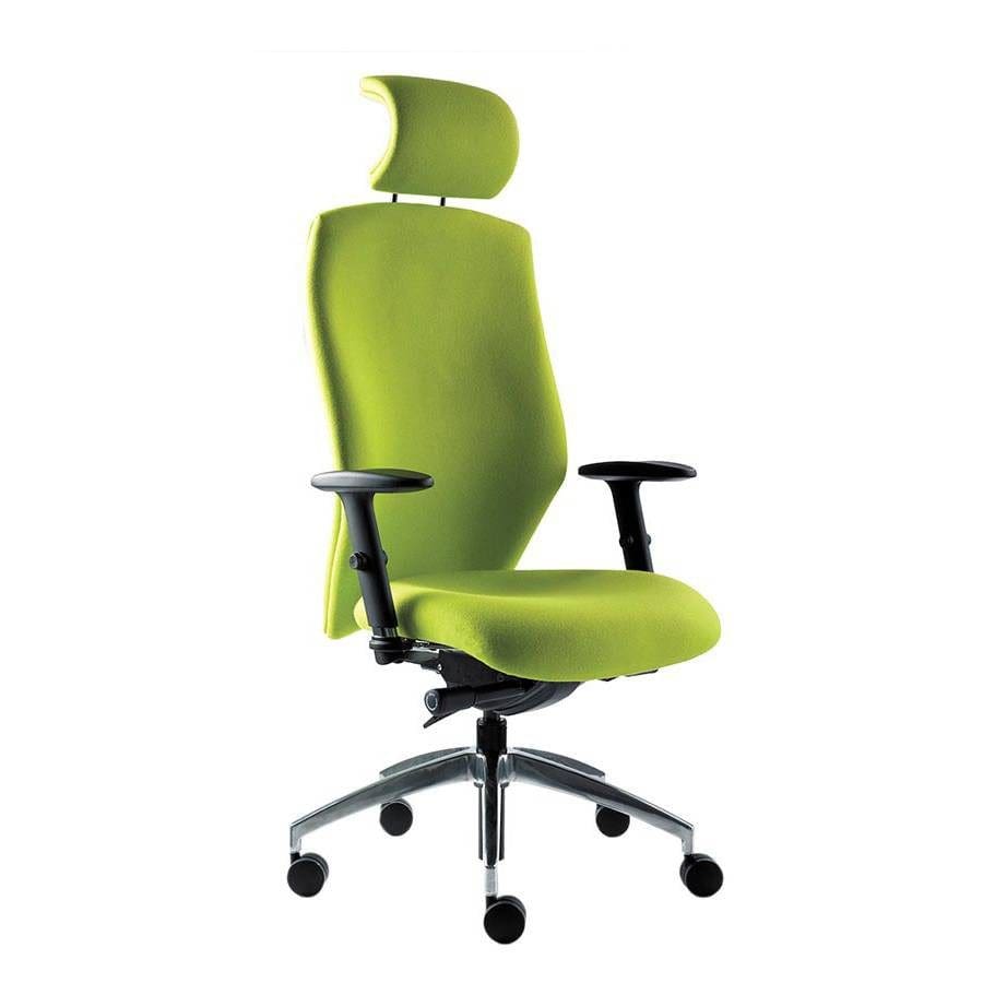 Blast Ergo Chair in vibrant green fabric with an extra-high back, adjustable headrest, and synchronized seat and back movement.