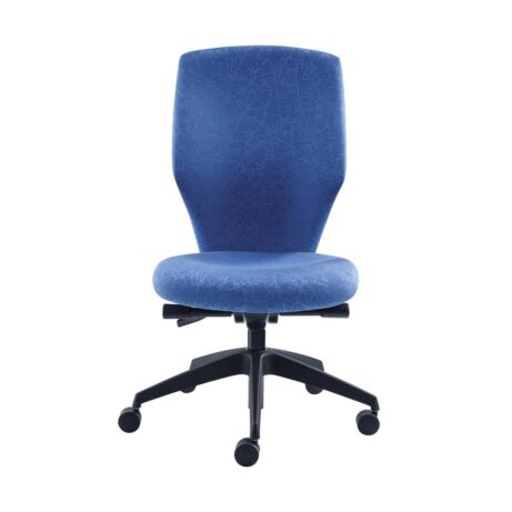 BLAST Task Chair in blue fabric, featuring a curved backrest, height adjustment, and synchronized seat movement.
