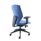 BLAST Task Chair in blue fabric with a curved backrest, adjustable arms, and a five-star base on casters.