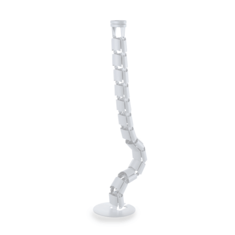 Vertical Cable Manager in opaque finish, flexible design with curved segments, mounted on a circular base.