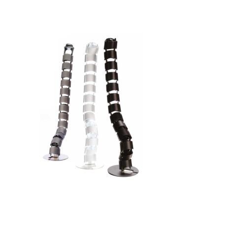 Silver Vertical Cable Manager featuring a sleek, curved design for efficient cable organization.