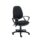 Versi 2 Lever Operator Chair with fixed arms and black fabric upholstery on a wheeled base.