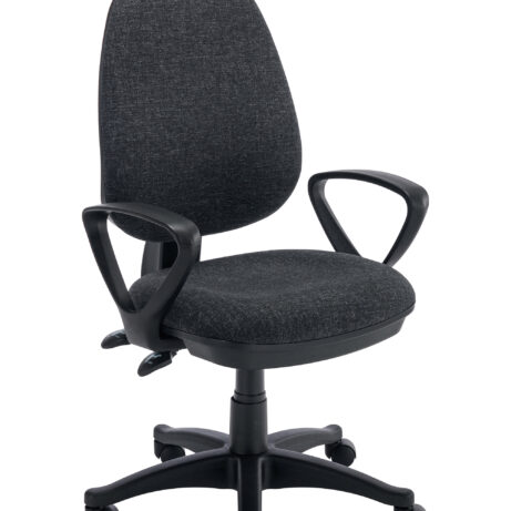 Versi 2 Lever Operator Chair in charcoal with fixed arms and a five-star base on casters.