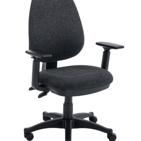 Versi 2 Lever Operator Chair in charcoal with adjustable arms and a five-star base.