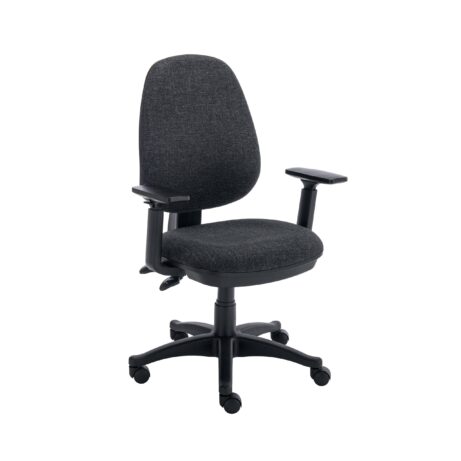 Versi 2 Lever Operator Chair in charcoal with adjustable arms and a five-star base.