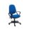 Versi 2 Lever Operator Chair with fixed arms in royal blue fabric and black base on rolling casters.