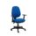 Versi 2 Lever Operator Chair, adjustable arms, royal blue fabric, with a black five-star base and rolling casters.