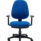 Versi 2 Lever Operator Chair in blue fabric with adjustable arms, cushioned seat, and five-star base on castors.