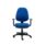 Versi 2 Lever Operator Chair in blue fabric with adjustable arms, cushioned seat, and five-star base on castors.