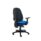 Versi 2 Lever Operator Chair in blue fabric with a black moulded backrest and adjustable armrests on a five-star base.