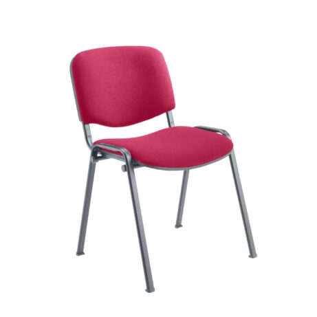 Claret Club Chair with a padded seat and backrest, featuring a silver metal frame.