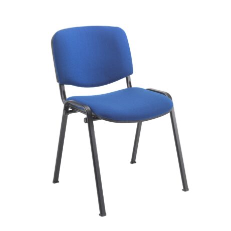 Club Chair in Royal Blue fabric upholstery with black metal legs.