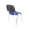 Compact blue Club Chair with chrome frame, cushioned seat and back, stackable up to 4 high for easy storage.