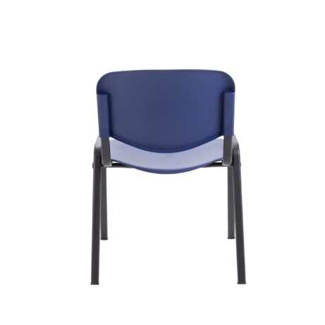 Durable blue polypropylene canteen chair with a robust powder-coated frame, stackable up to 8 for easy storage.