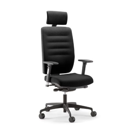 Bengal Heavy Duty Chair, High Back with Headrest, in Black/Black fabric and finish.