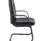 Canasta Visitor Chair in black faux leather with fixed arms and a black powder-coated steel cantilever base.