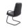 Canasta Visitor Chair in black faux leather with fixed arms and a steel cantilever base, featuring stylish stitching.