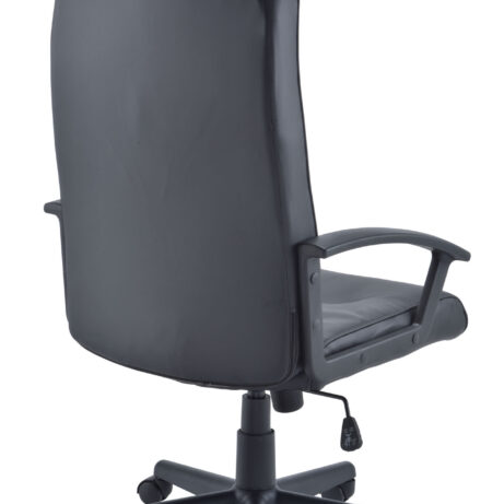 Canasta 2 Office Chair features a high-back, leather-look design, fixed arms, swivel base, and twin-wheel castors.