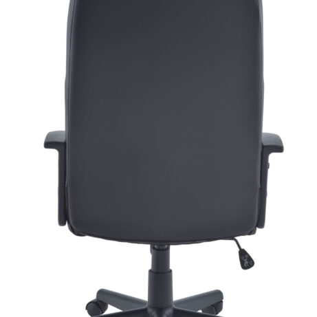 Canasta 2 Office Chair with high-back, leather-look design, fixed arms, swivel base, and twin-wheel castors in black.