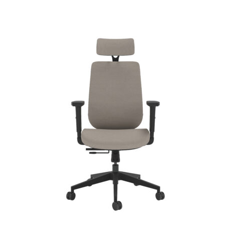 Maldini High Back Office Chair in beige with black accents and adjustable headrest.