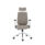 Maldini High Back Office Chair in beige with white accents and adjustable headrest, featuring a chrome base and wheels.
