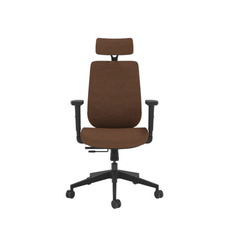 Maldini High Back Office Chair in orange and black with adjustable headrest and armrests on a black base.